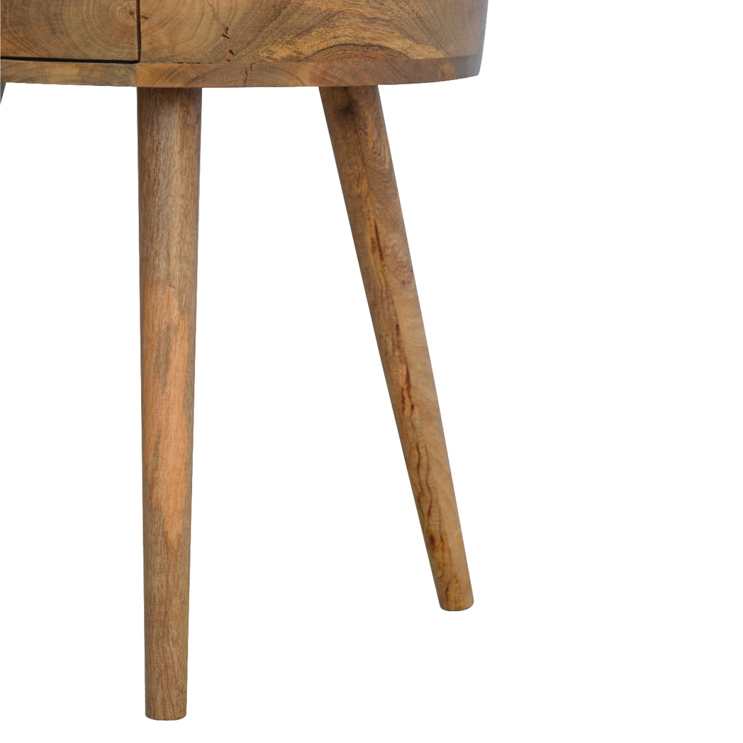 Artisan Furniture Solid Wood Nordic Circular Shaped Bedside, Beige, 1Drawer