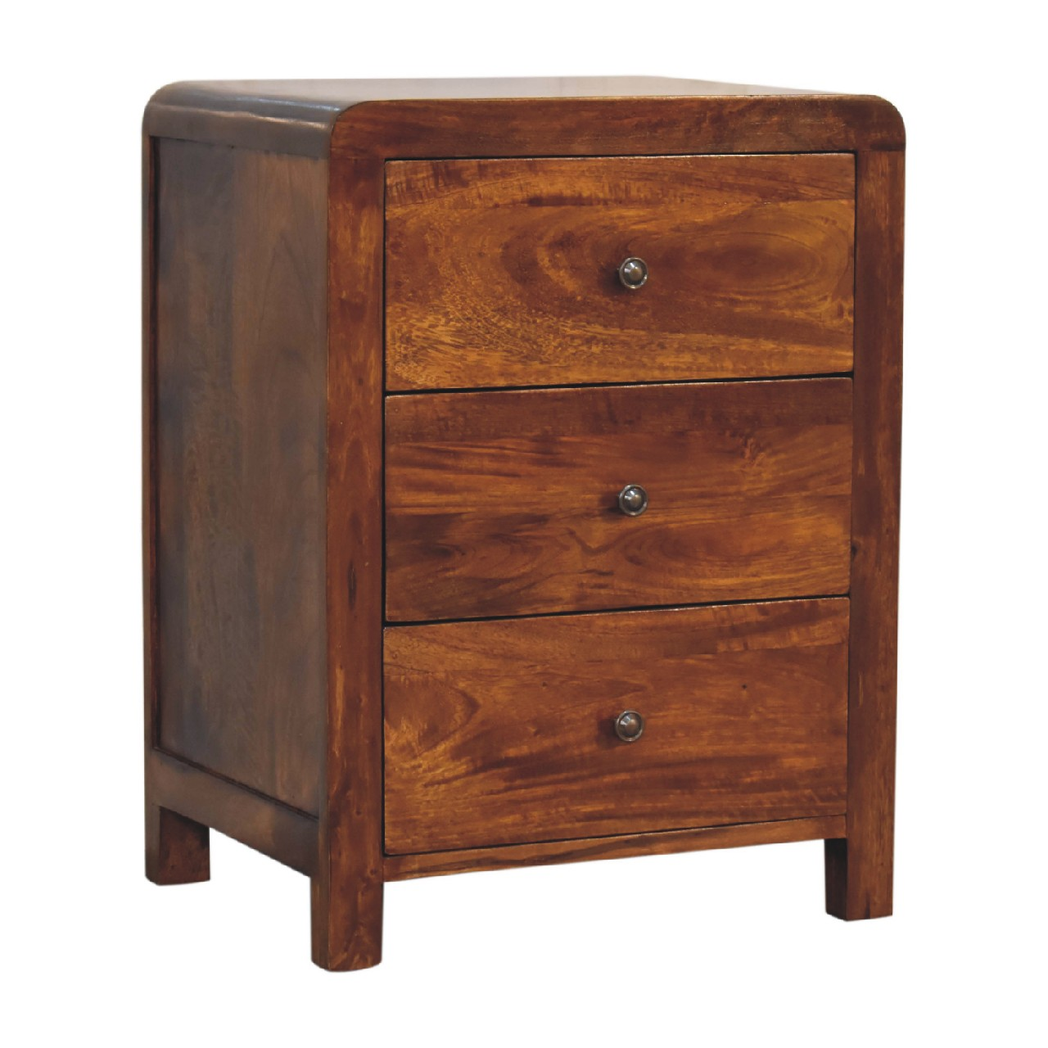 Artisan Furniture Solid Wood Aspen 3 Drawer Bedside, Dark Brown