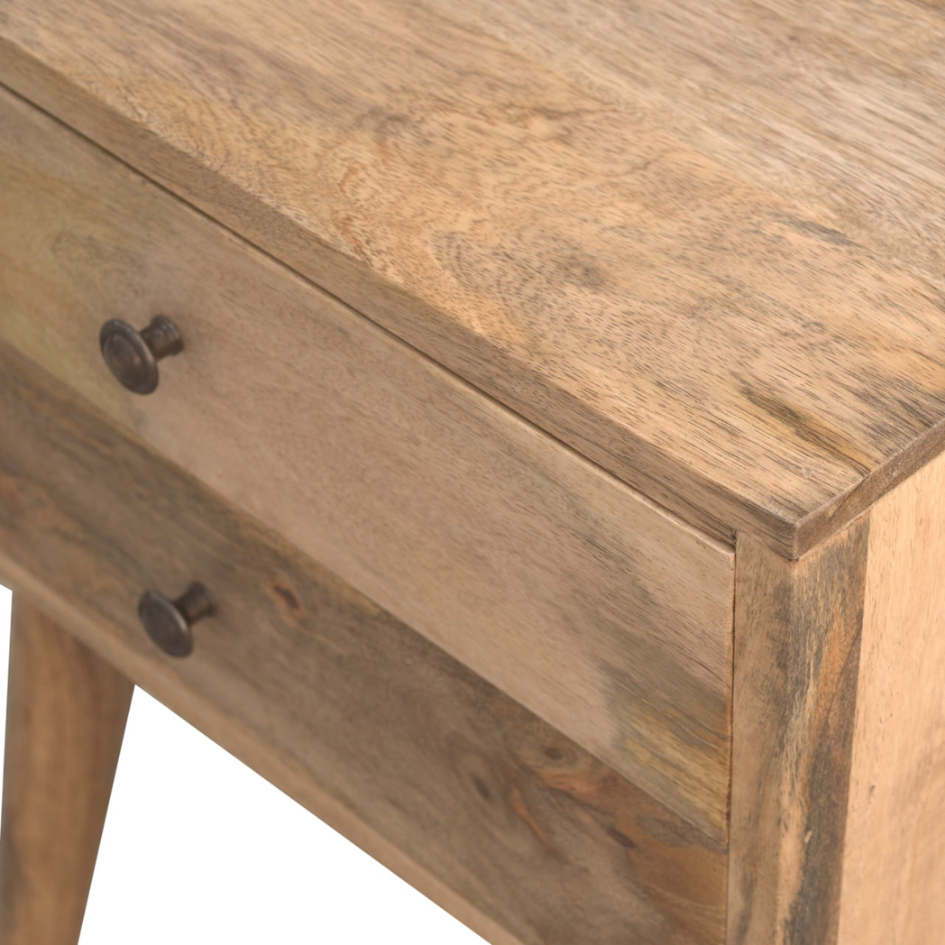 Artisan Furniture Solid Wood Modern Solid Wood Bedside, 2 Drawers, Beige