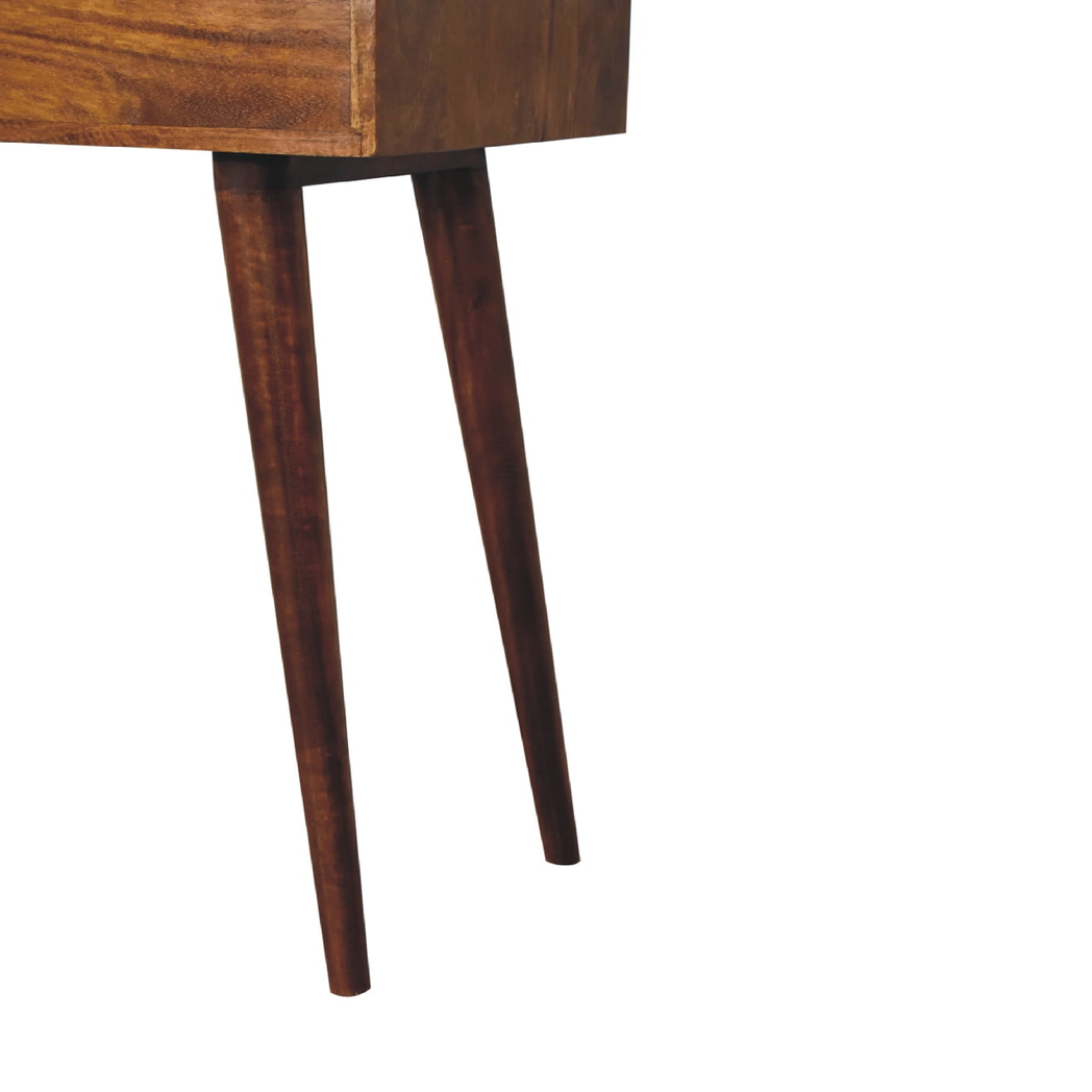 Artisan Furniture Solid Wood Mini Chestnut Fold Vanity, 4 Storage compartments with mirror, Brown