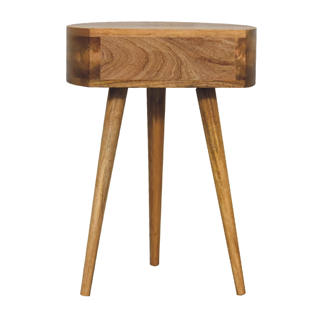 Artisan Furniture Solid Wood Mini Oak-ish Circular Shape Bedside, Brown, 1 Drawer