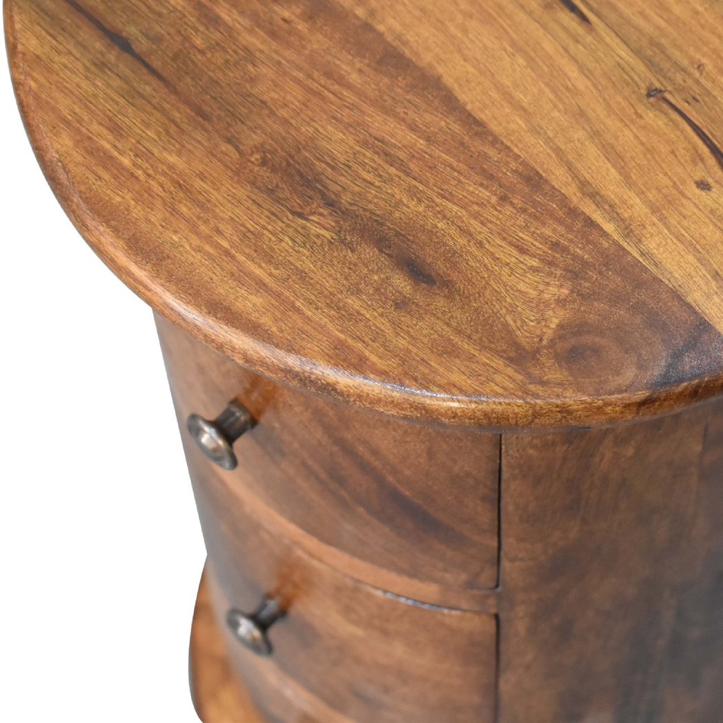 Artisan Furniture Solid Wood Mini Chestnut Drum Chest, 3 Drawers, Dark Brown