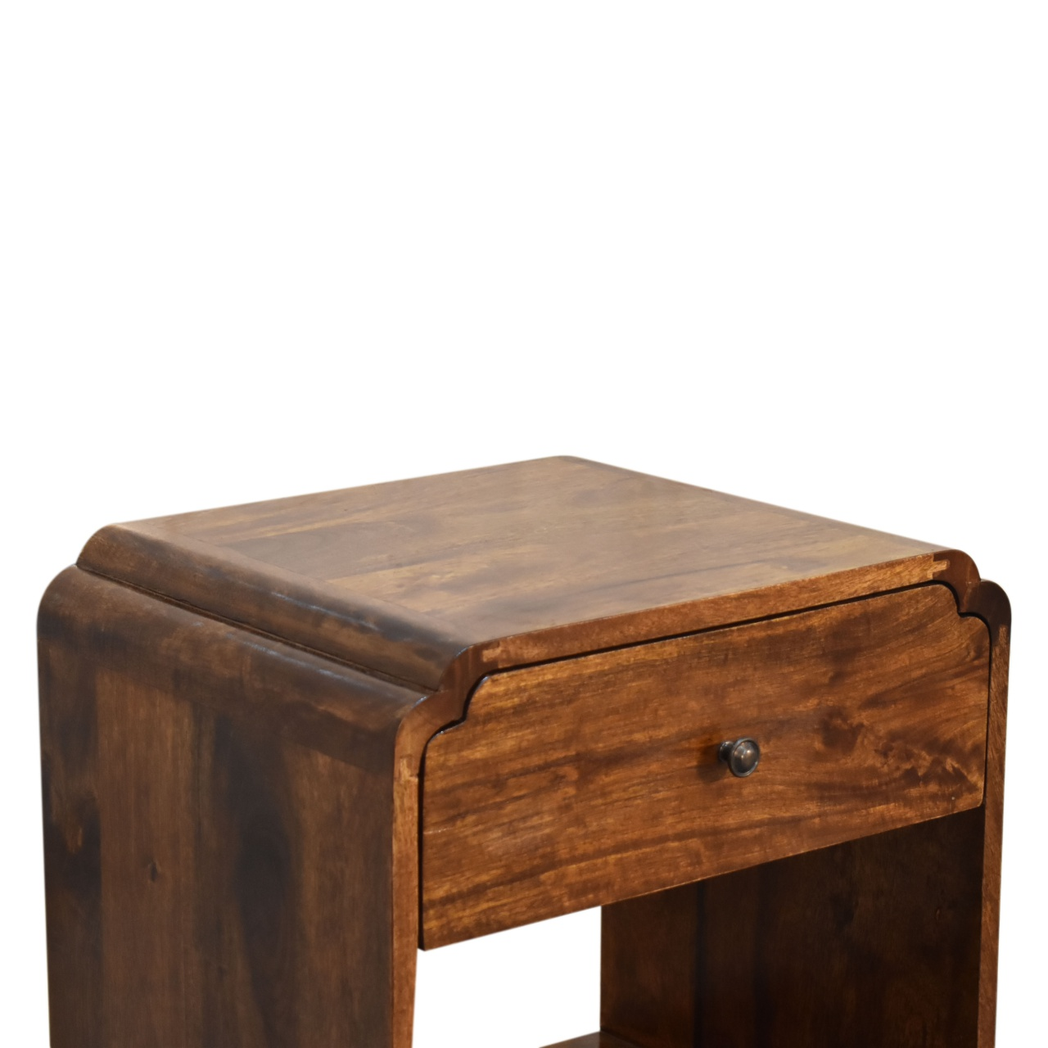 Artisan Furniture Solid Wood Newton Bedside, 1 Drawer, 1 Open Slot, Brown