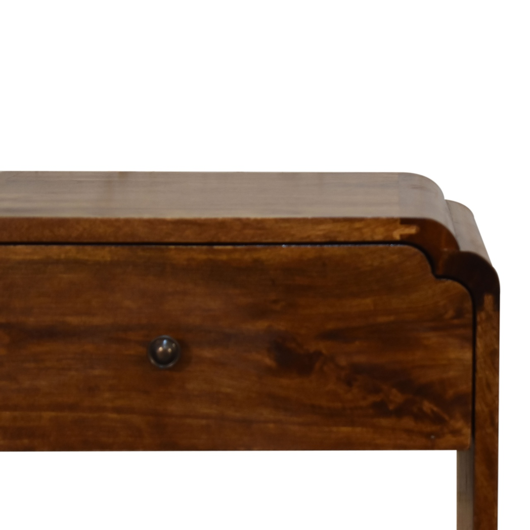 Artisan Furniture Solid Wood Newton Bedside, 1 Drawer, 1 Open Slot, Brown