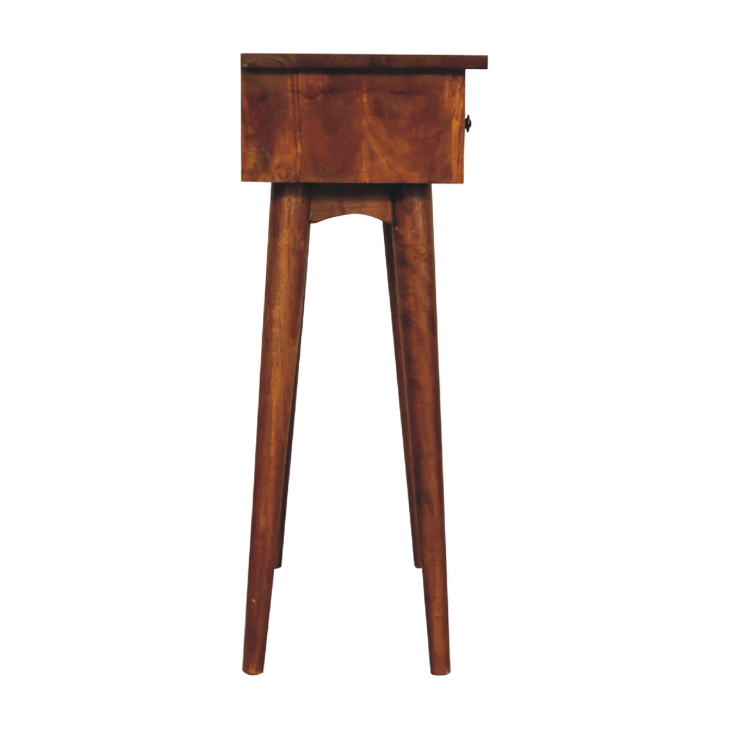 Artisan Furniture Solid Wood Mini Chestnut Hallway Console, 2 Drawers, Dark Brown
