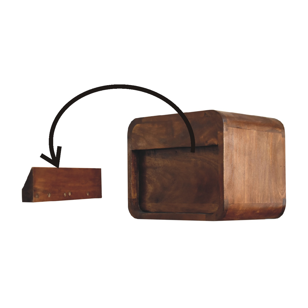 Artisan Furniture Solid Wood Floating Mini Chestnut Bedside, Brown, 2Drawers