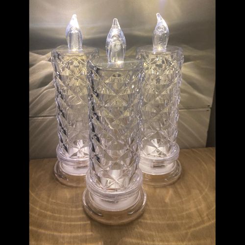 Clear LED Candle with Reflection ? Set of 3