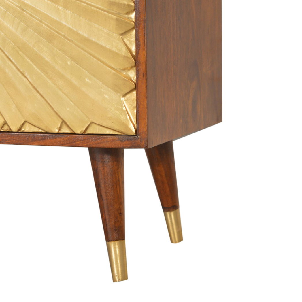 Artisan Furniture Solid Wood Manila Gold Cabinet, 2 Doors, Brown & Golden