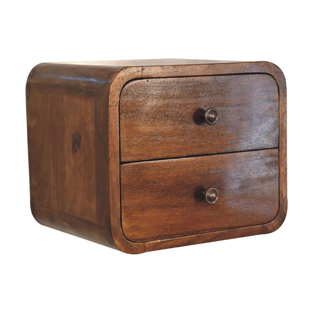 Artisan Furniture Solid Wood Floating Mini Chestnut Bedside, Brown, 2Drawers