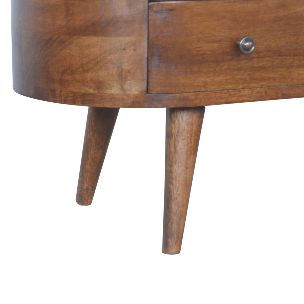 Artisan Furniture Solid Wood Chestnut Rounded Entertainment Unit, 4 Drawers, 2 Open Slots