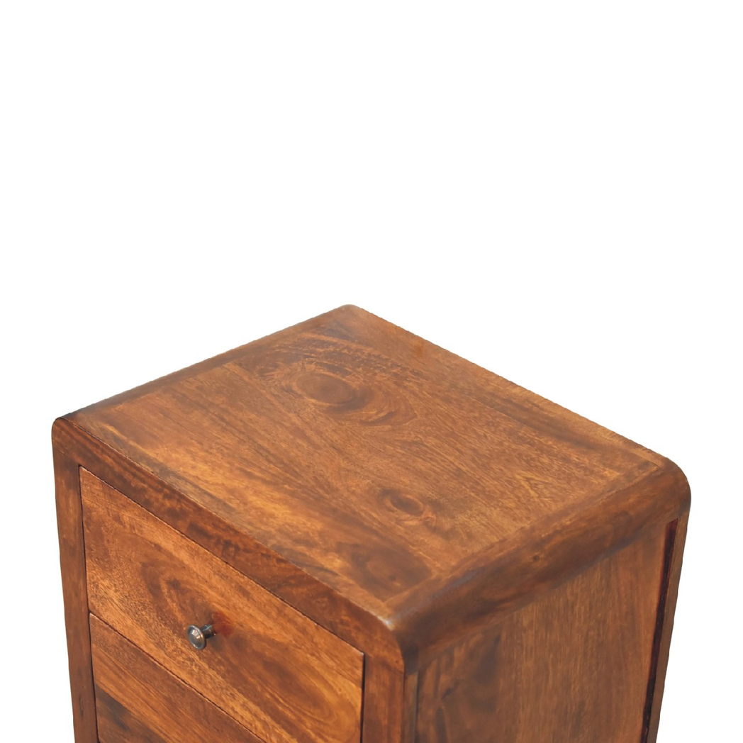 Artisan Furniture Solid Wood Aspen 3 Drawer Bedside, Dark Brown