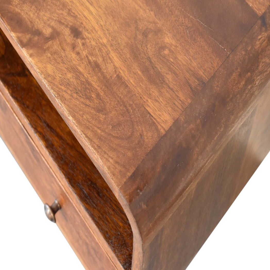 Artisan Furniture Solid Wood Mini Chestnut Curved Media Unit with 2 Drawers, Brown, 2Drawers