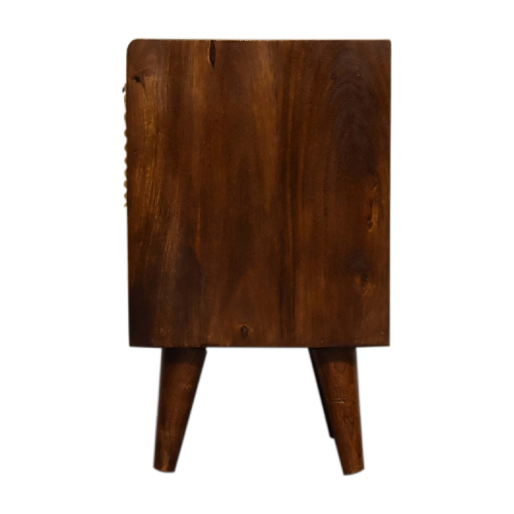 Artisan Furniture Solid Wood Mini Manila Gold 1 Drawer Bedside, 1 Shelf, Brown & Golden