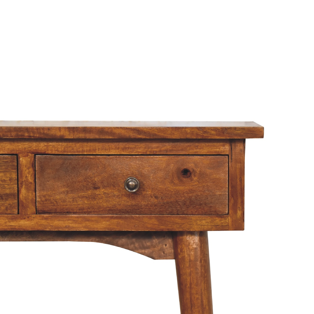 Artisan Furniture Solid Wood Mini Chestnut Hallway Console, 2 Drawers, Dark Brown