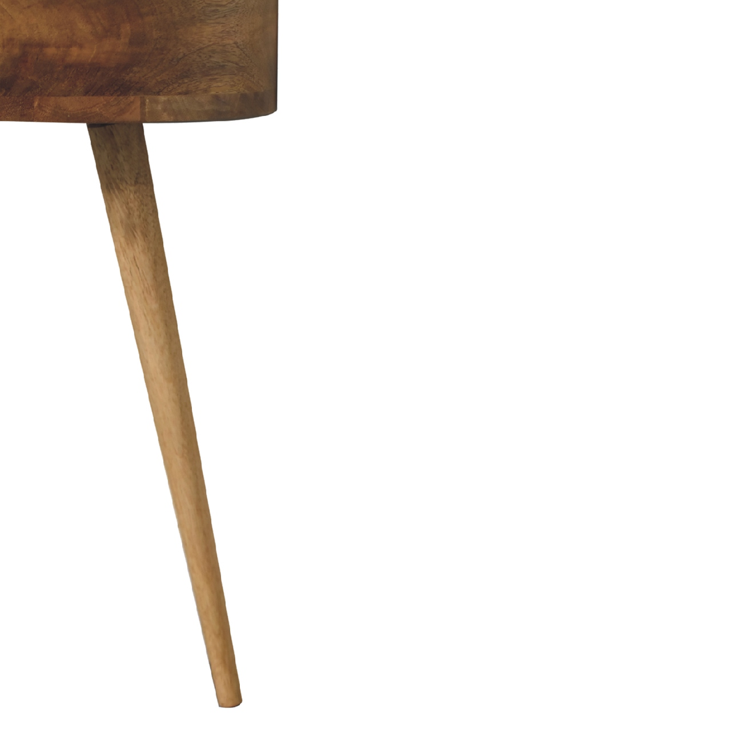 Artisan Furniture Solid Wood Mini Oak-ish Circular Shape Bedside, Brown, 1 Drawer