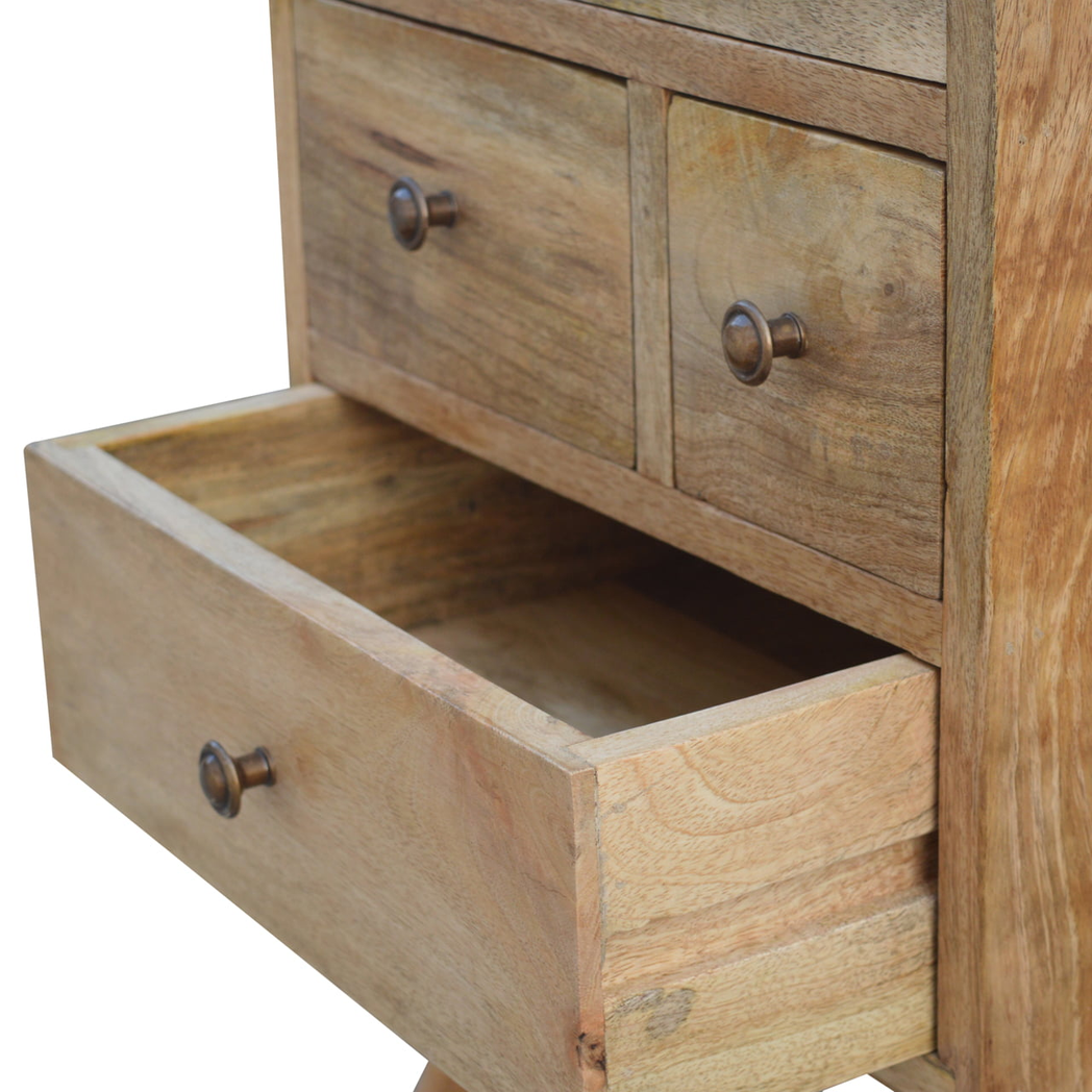 Artisan Furniture Solid Wood Wall Nordic Style 4 Drawer Multi Bedside, 4 Drawers, Brown