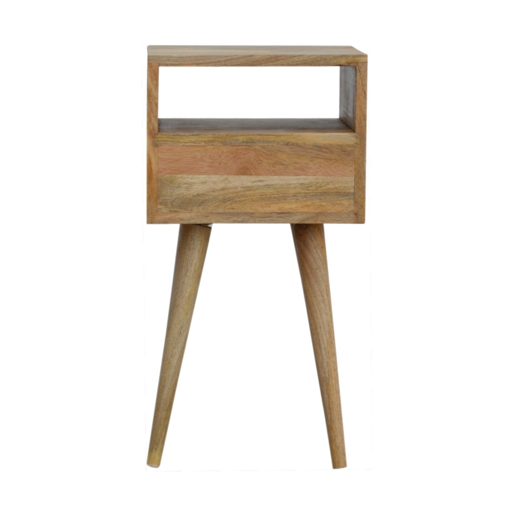 Artisan Furniture Solid Wood Mini Oak-ish Bedside, 1 Drawer, 1 Open Slot, Beige