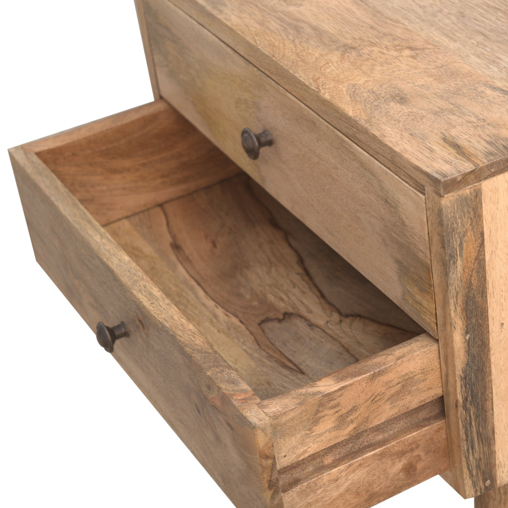 Artisan Furniture Solid Wood Modern Solid Wood Bedside, 2 Drawers, Beige