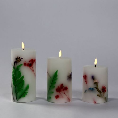 Flower Embedded Wax Candle ? Set of 3