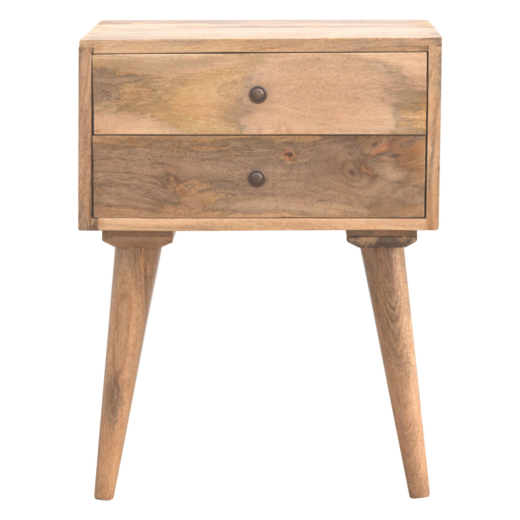 Artisan Furniture Solid Wood Modern Solid Wood Bedside, 2 Drawers, Beige