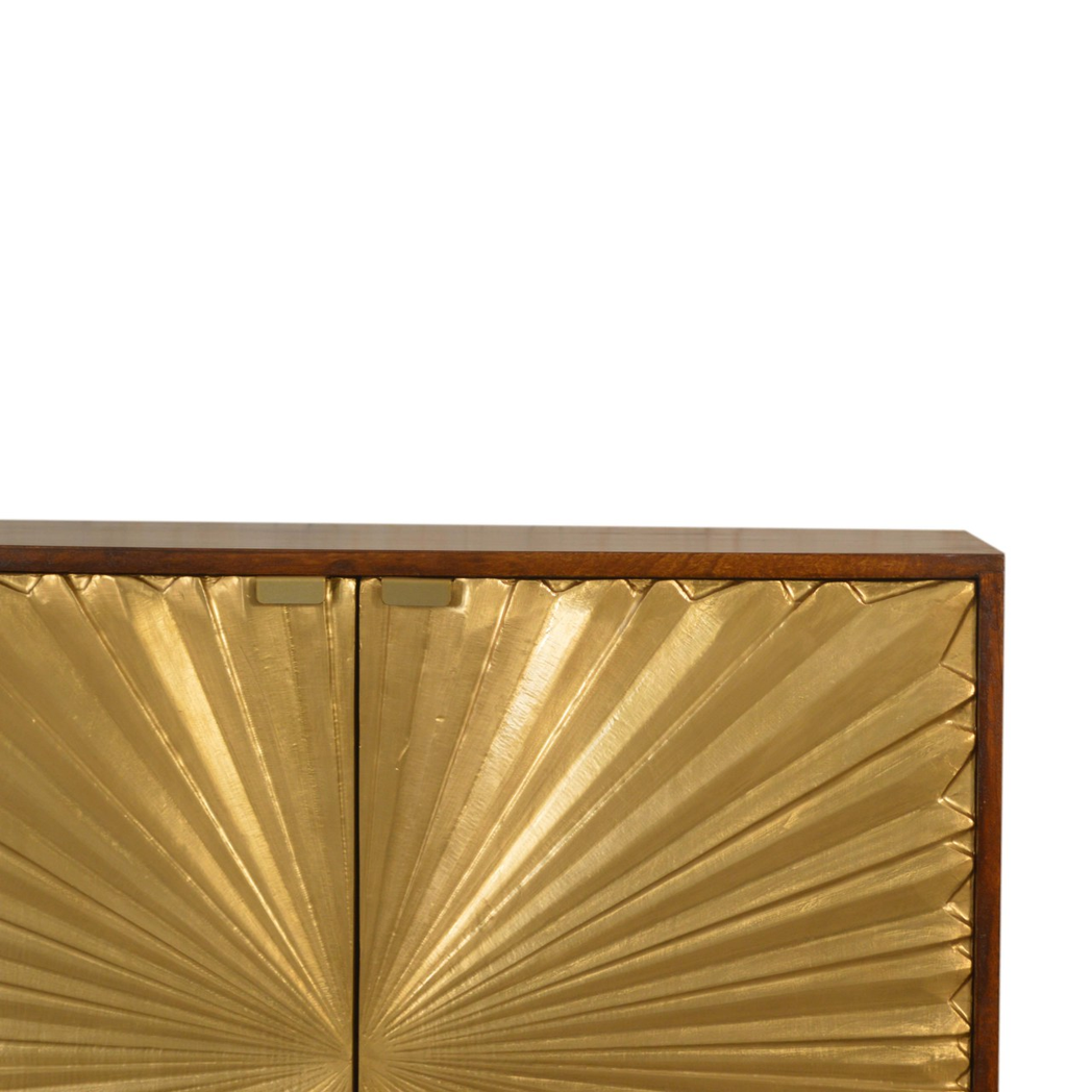 Artisan Furniture Solid Wood Manila Gold Cabinet, 2 Doors, Brown & Golden
