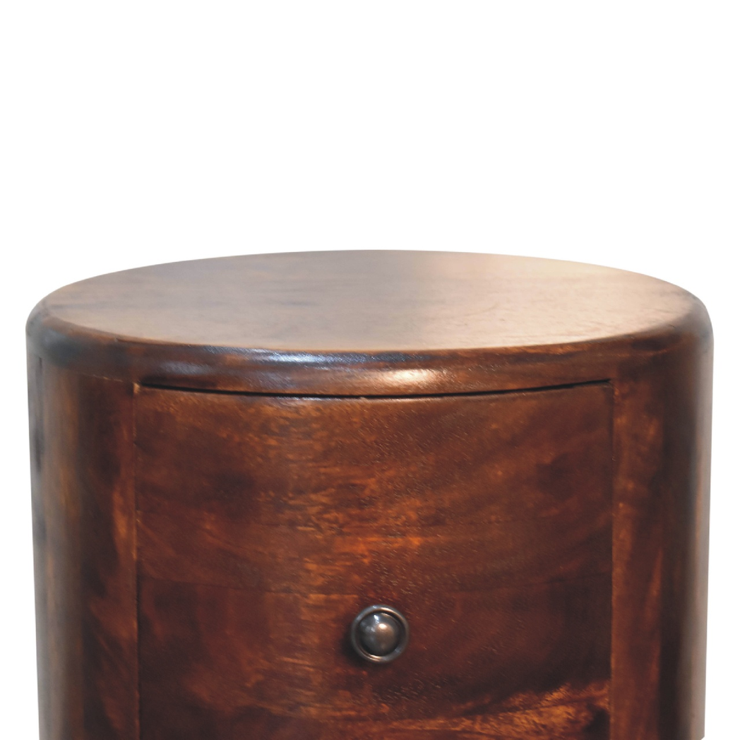 Artisan Furniture Solid Wood Chestnut Drum Chest, 3 Drawers, Dark Brown