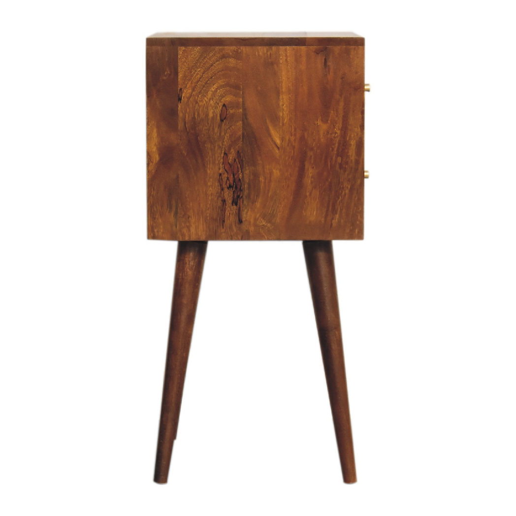 Artisan Furniture Solid Wood Mini Chestnut Cube 2 Drawer Bedside, Brown, 2 Drawers
