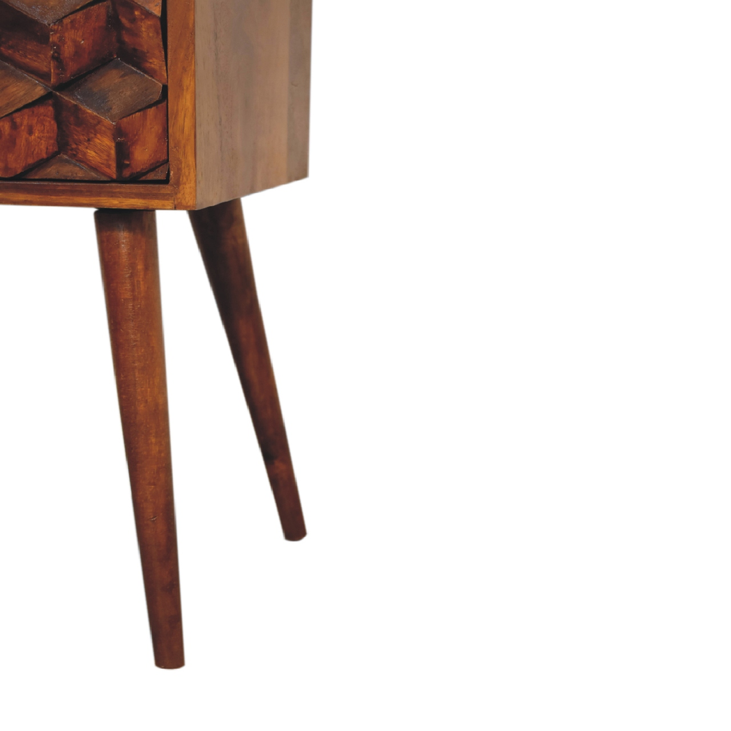 Artisan Furniture Solid Wood Mini Chestnut Cube 2 Drawer Bedside, Brown, 2 Drawers