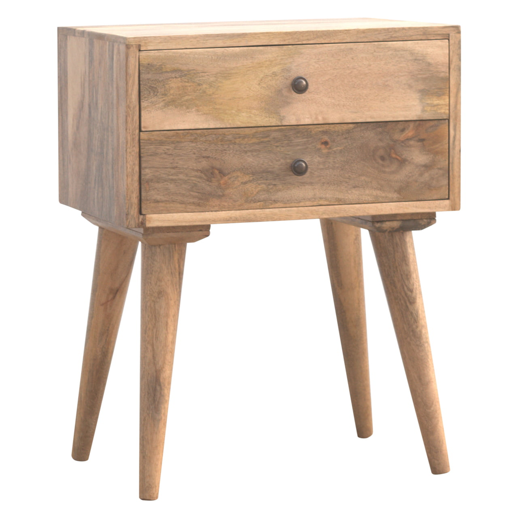 Artisan Furniture Solid Wood Modern Solid Wood Bedside, 2 Drawers, Beige