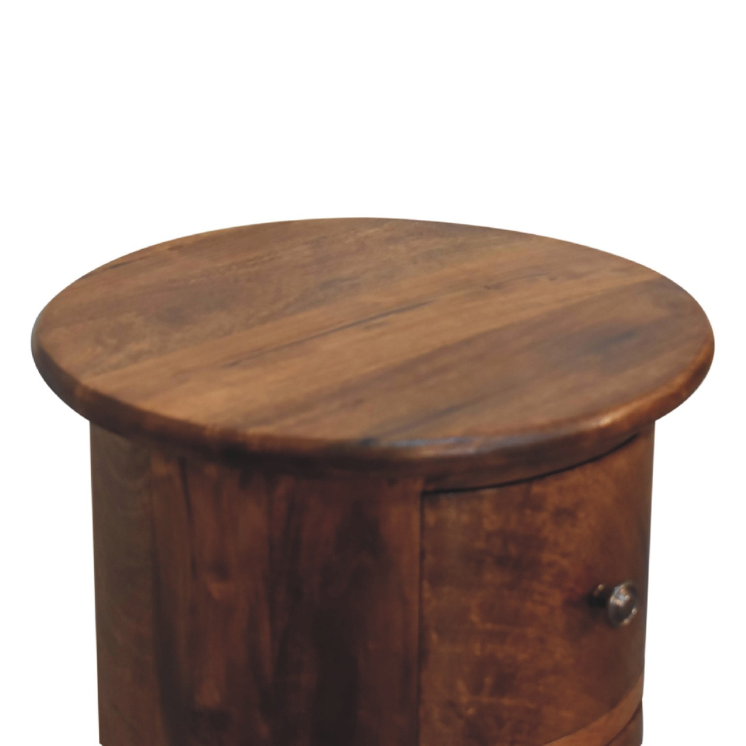 Artisan Furniture Solid Wood Mini Chestnut Drum Chest, 3 Drawers, Dark Brown