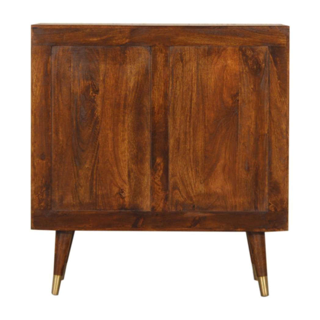 Artisan Furniture Solid Wood Manila Gold Cabinet, 2 Doors, Brown & Golden