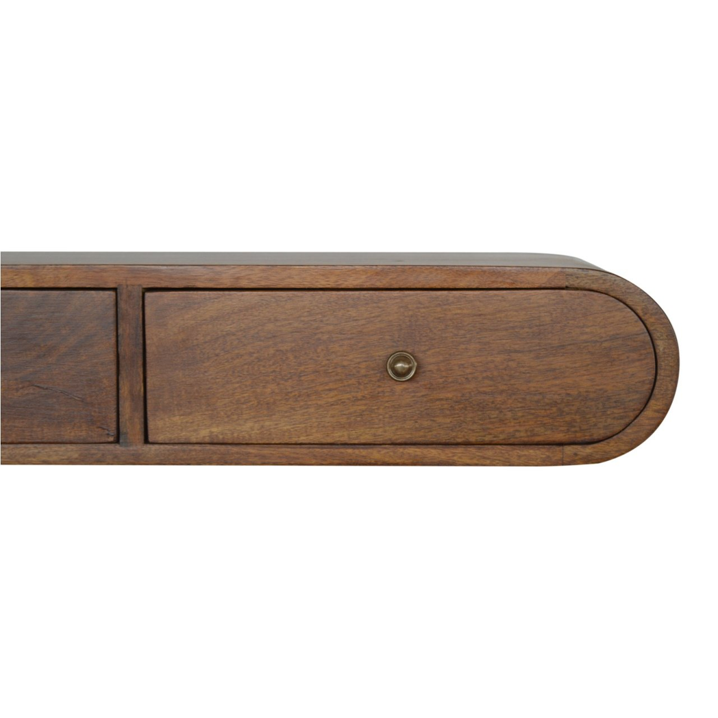Artisan Furniture Solid Wood Floating Chestnut London Console, 2 Drawers, Dark Brown