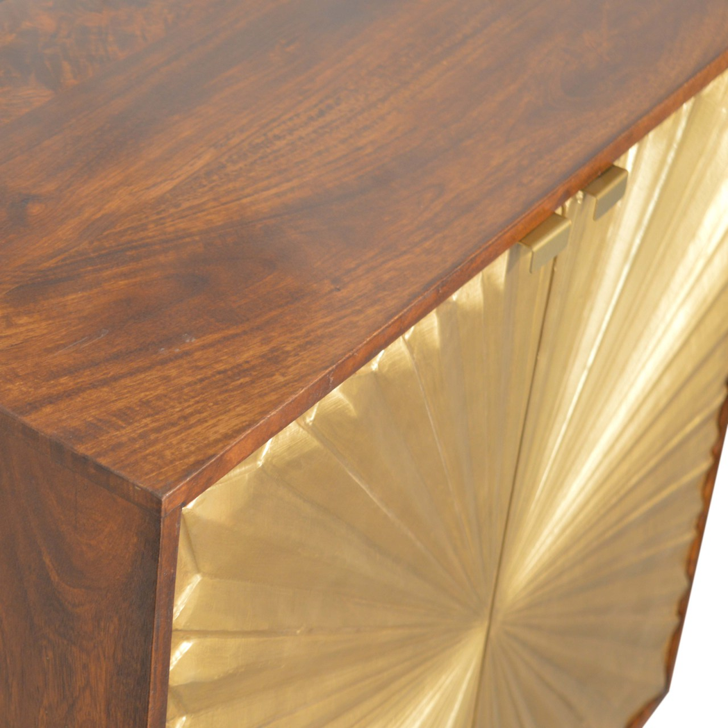 Artisan Furniture Solid Wood Manila Gold Cabinet, 2 Doors, Brown & Golden