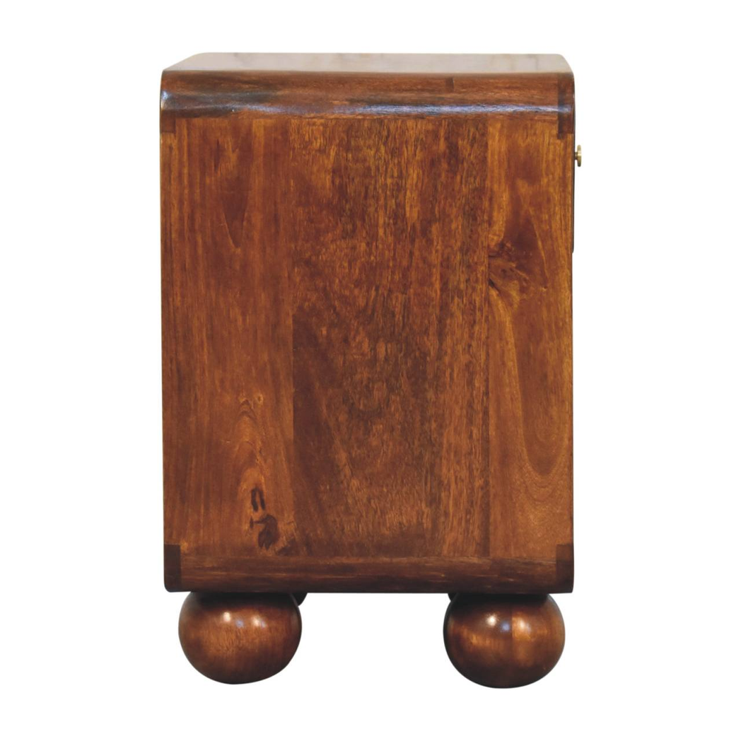 Artisan Furniture Solid Wood Chestnut Open Woven Bedside, 1 Drawer & 1 Shelf, Brown