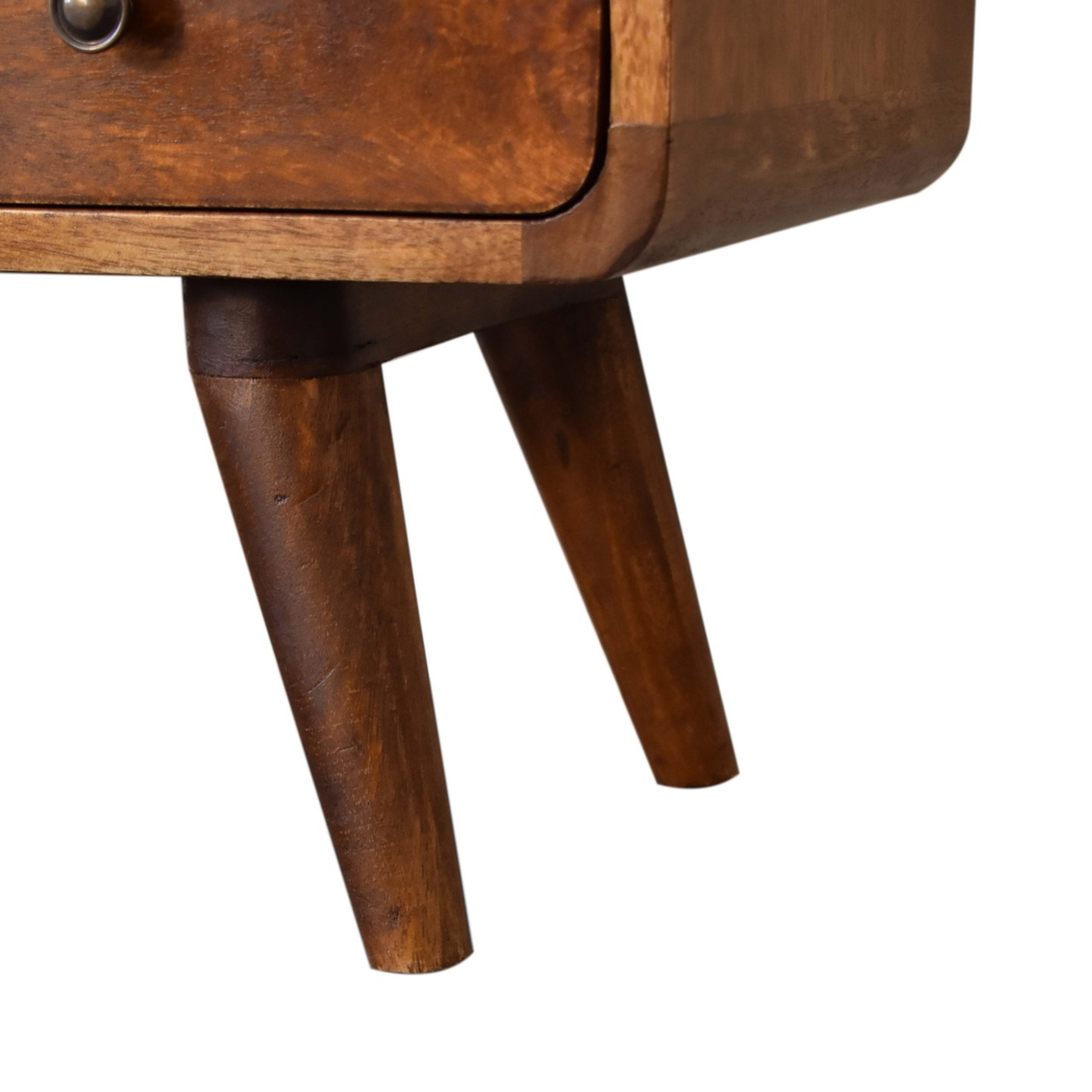Artisan Furniture Solid Wood Mini Chestnut Curved Media Unit with 2 Drawers, Brown, 2Drawers