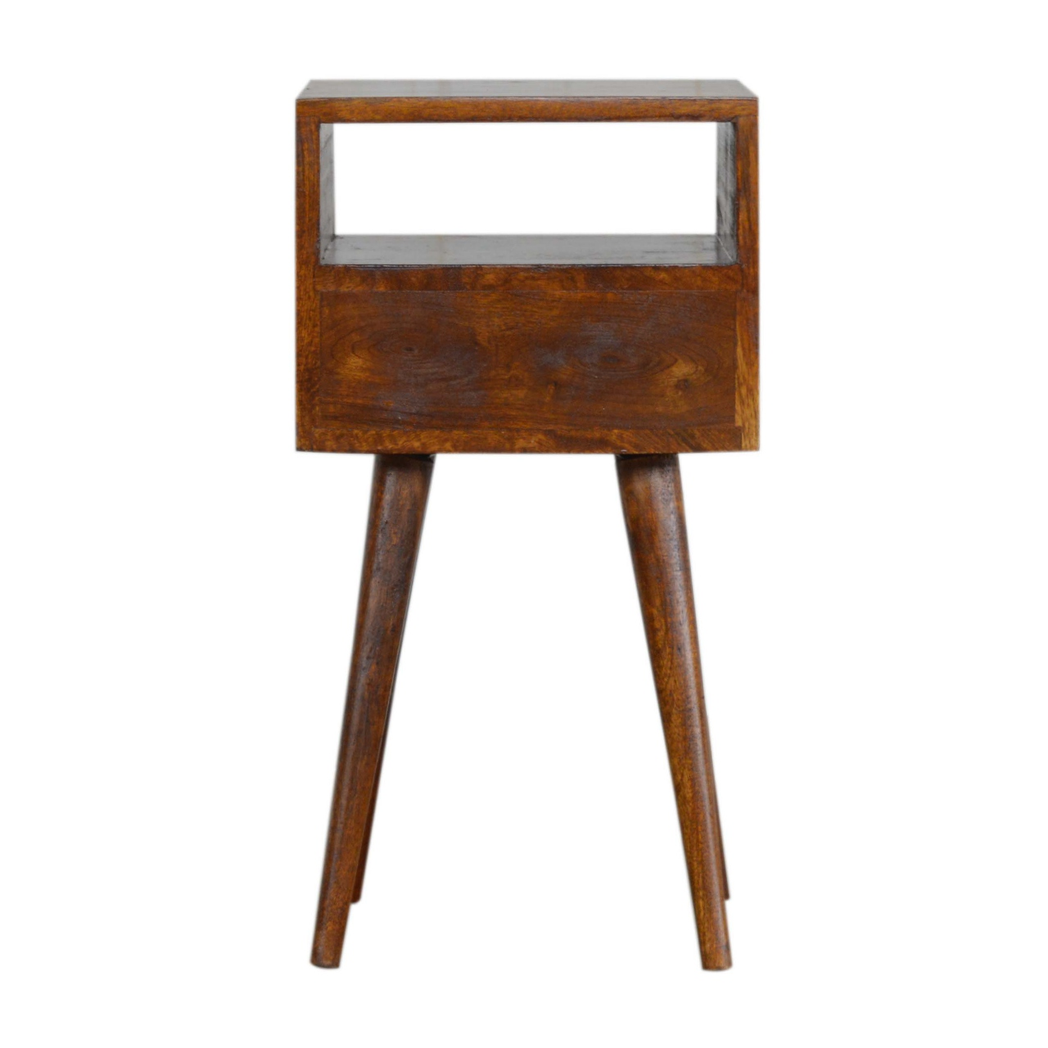 Artisan Furniture Solid Wood Mini Chestnut Bedside, 1 Drawer, 1 Open Slot, Brown