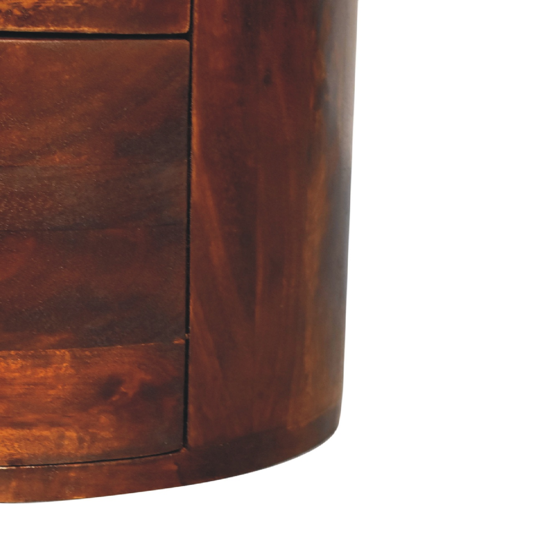 Artisan Furniture Solid Wood Chestnut Drum Chest, 3 Drawers, Dark Brown