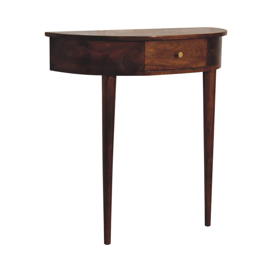 Artisan Furniture Solid Wood Backless Mounted Chestnut Console, 1 Drawer, Dark Brown