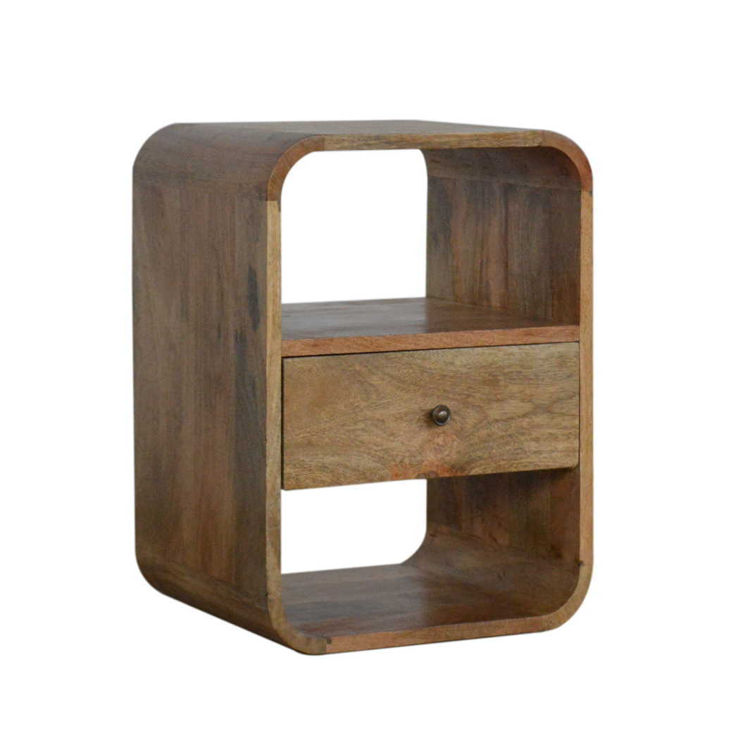 Artisan Furniture Solid Wood London Bedside, Brown, 1 Drawer, 2 Open Slots