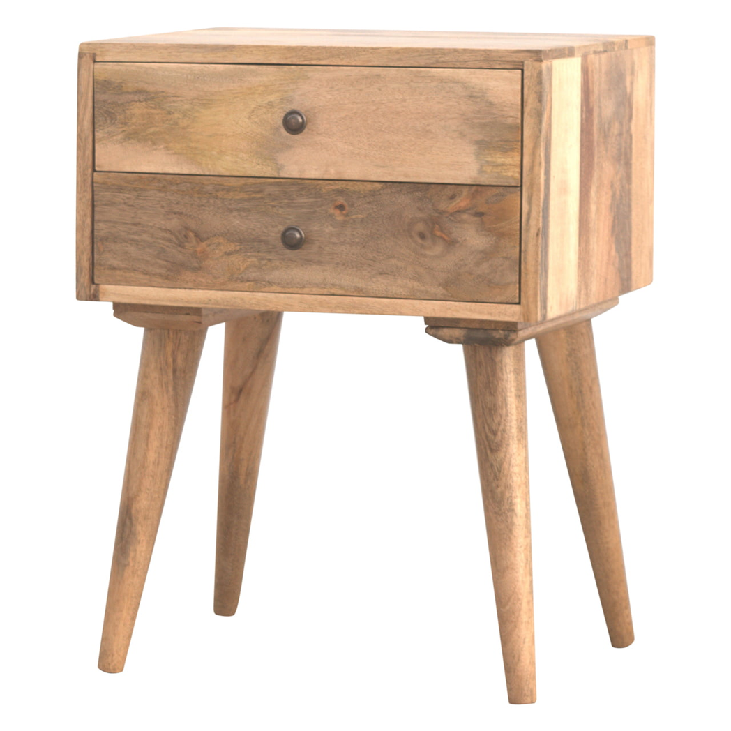 Artisan Furniture Solid Wood Modern Solid Wood Bedside, 2 Drawers, Beige