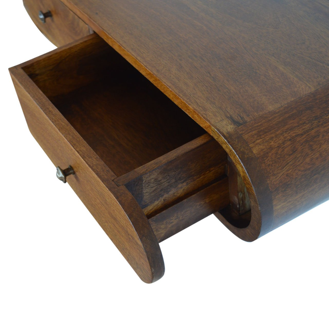 Artisan Furniture Solid Wood Floating Chestnut London Console, 2 Drawers, Dark Brown