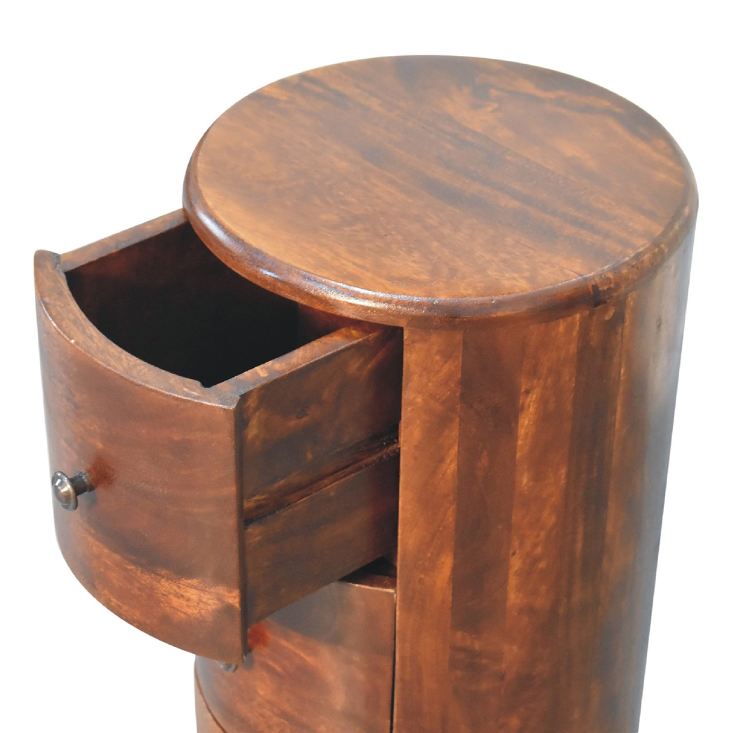 Artisan Furniture Solid Wood Chestnut Drum Chest, 3 Drawers, Dark Brown